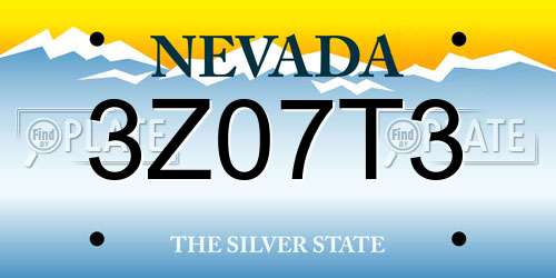 3Z07T3 Nevada License Plate