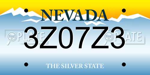 3Z07Z3 Nevada License Plate