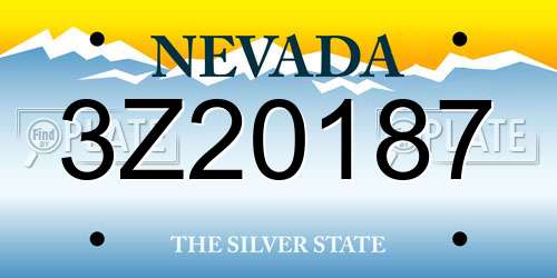 3Z20187 Nevada License Plate
