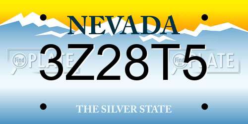 3Z28T5 Nevada License Plate