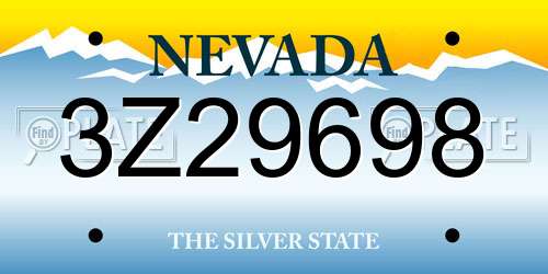 3Z29698 Nevada License Plate