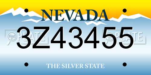 3Z43455 Nevada License Plate