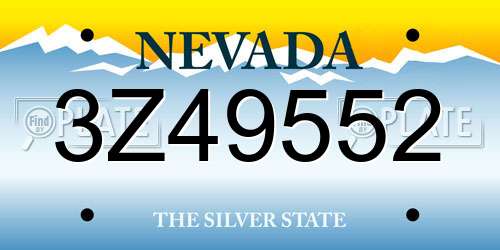 3Z49552 Nevada License Plate
