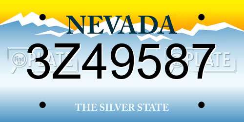 3Z49587 Nevada License Plate