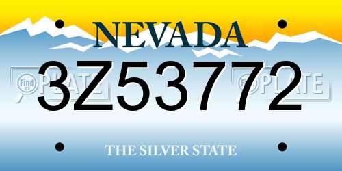 3Z53772 Nevada License Plate