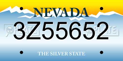 3Z55652 Nevada License Plate