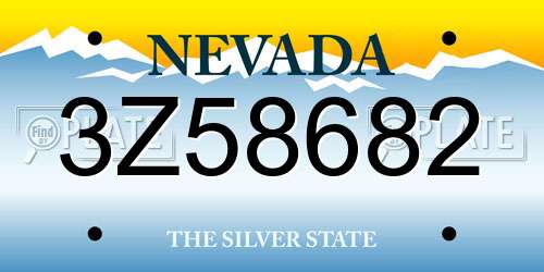 3Z58682 Nevada License Plate