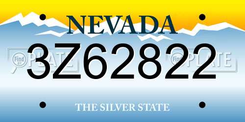 3Z62822 Nevada License Plate