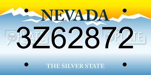 3Z62872 Nevada License Plate