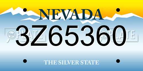 3Z65360 Nevada License Plate