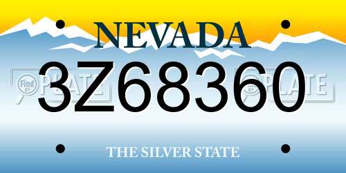3Z68360 Nevada License Plate