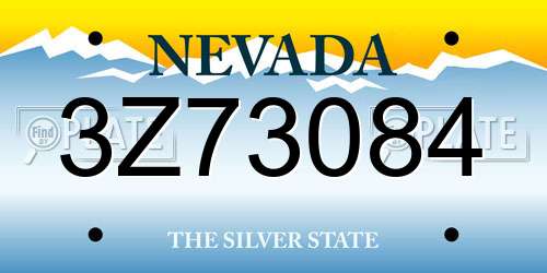 3Z73084 Nevada License Plate