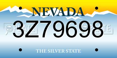 3Z79698 Nevada License Plate