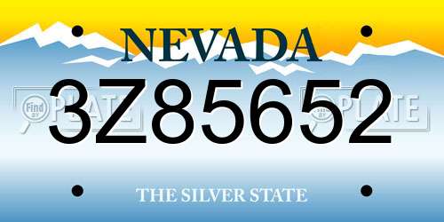 3Z85652 Nevada License Plate