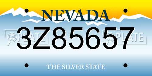 3Z85657 Nevada License Plate