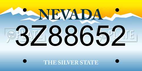 3Z88652 Nevada License Plate