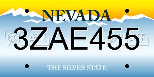 3ZAE455 Nevada License Plate