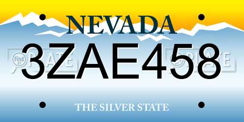 3ZAE458 Nevada License Plate
