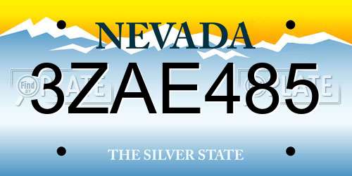 3ZAE485 Nevada License Plate