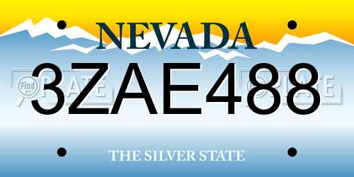 3ZAE488 Nevada License Plate