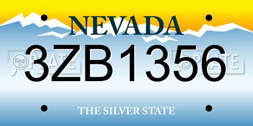 3ZB1356 Nevada License Plate