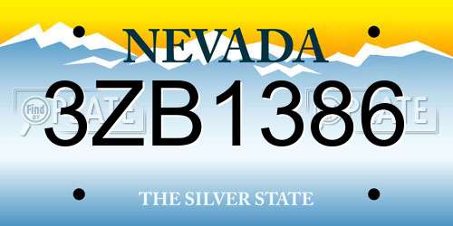 3ZB1386 Nevada License Plate