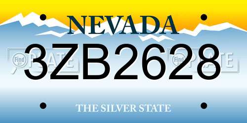 3ZB2628 Nevada License Plate