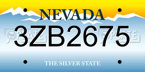 3ZB2675 Nevada License Plate