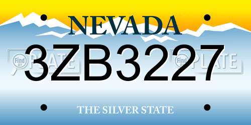 3ZB3227 Nevada License Plate