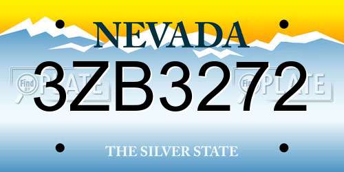 3ZB3272 Nevada License Plate