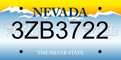 3ZB3722 Nevada License Plate