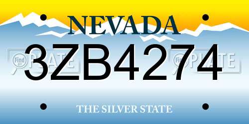3ZB4274 Nevada License Plate