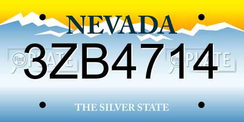 3ZB4714 Nevada License Plate