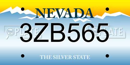 3ZB565 Nevada License Plate