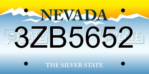3ZB5652 Nevada License Plate