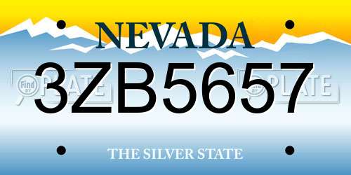 3ZB5657 Nevada License Plate