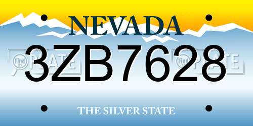 3ZB7628 Nevada License Plate