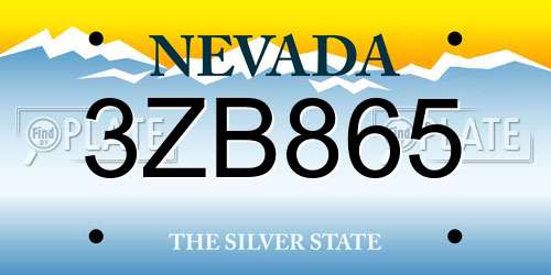 3ZB865 Nevada License Plate
