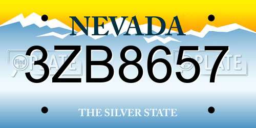 3ZB8657 Nevada License Plate