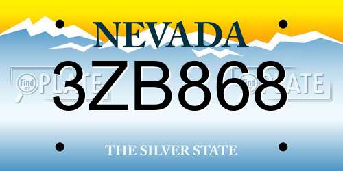 3ZB868 Nevada License Plate