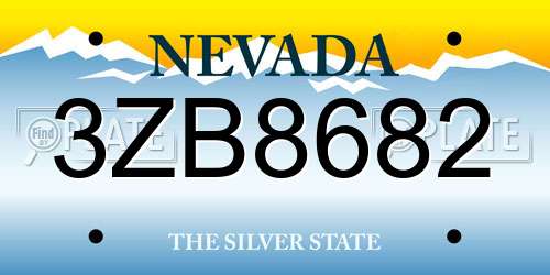 3ZB8682 Nevada License Plate