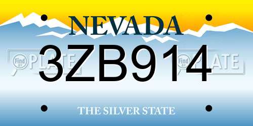 3ZB914 Nevada License Plate