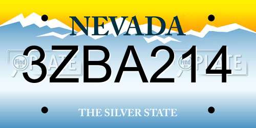 3ZBA214 Nevada License Plate