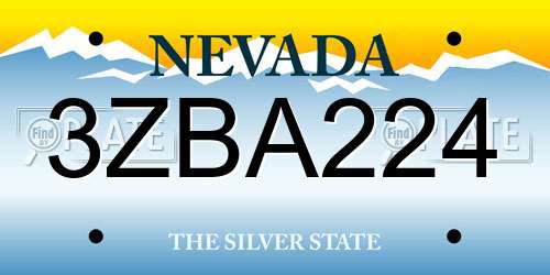3ZBA224 Nevada License Plate
