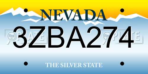 3ZBA274 Nevada License Plate