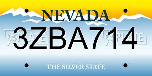 3ZBA714 Nevada License Plate