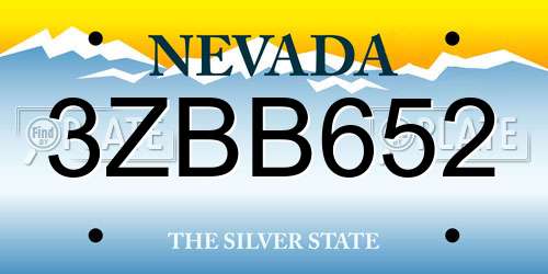 3ZBB652 Nevada License Plate