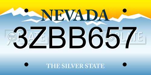 3ZBB657 Nevada License Plate