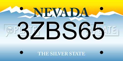 3ZBS65 Nevada License Plate