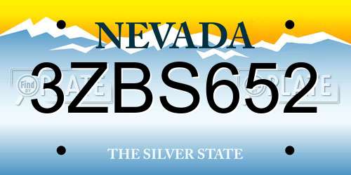 3ZBS652 Nevada License Plate